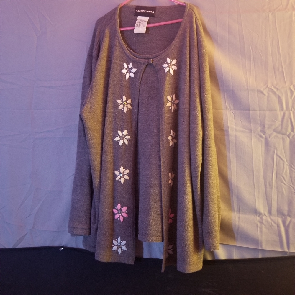 Sag Harbor XL Grey Shirt/Cardigan